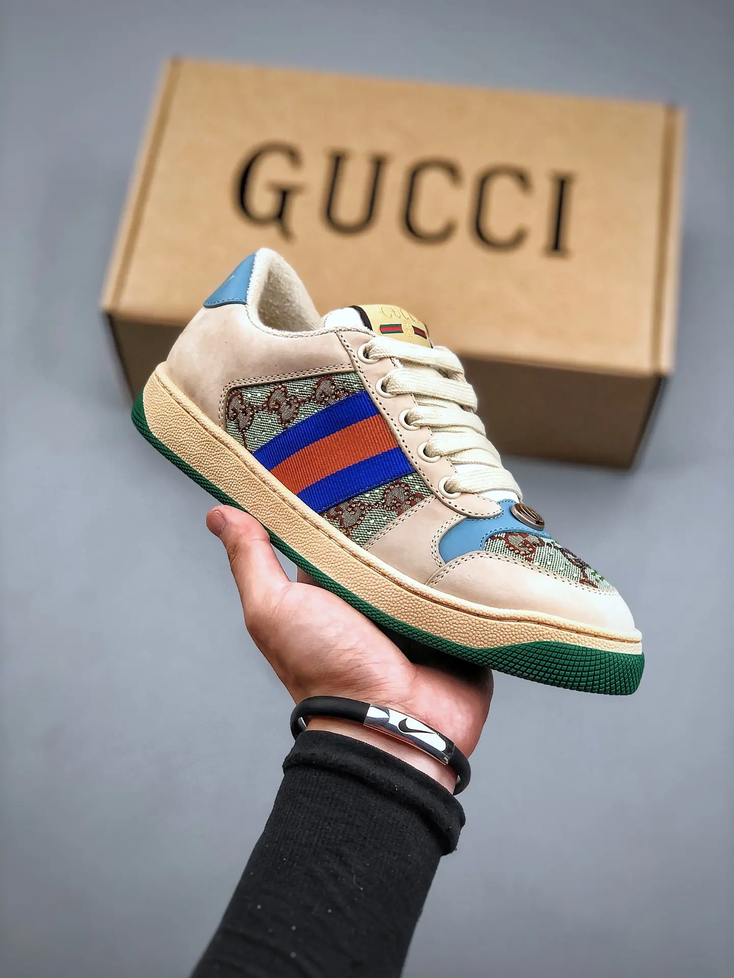 GUCCI Women's Screener Sneaker With Crystals, Beige, GG Canvas Review | YtaYta